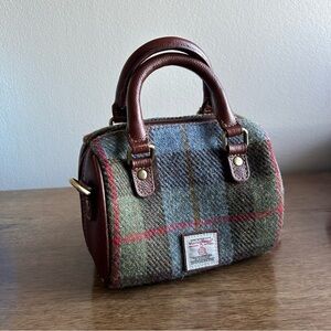 Harris Tweed Bag | crossbody & top handle | plaid bowling / barrel bag